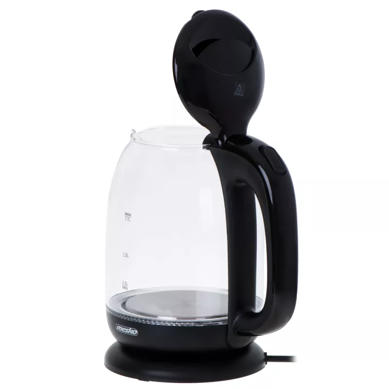 Mesko | Tējkanna | MS 1302b | Elektriskā | 2200 W | 1,7 L | Stikla | 360° grozāma pamatne | Melna