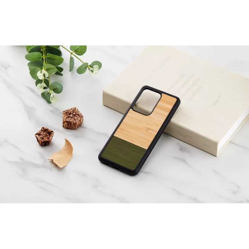 Tālruņa maciņš man and wood Galaxy S20 Ultra bambusa melns — aizsargājošs aizmugures vāciņš, dabīga bambusa ielaidums