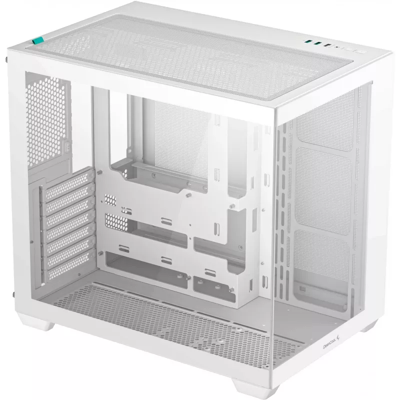 Datorkorpuss DeepCool CG530 WH Midi Tower — ATX/Micro ATX/ITX, rūdīts stikls, 2 × 3,5 collu + 3 × 2,5 collu nodalījumi, atbalsta līdz 410 mm GPU