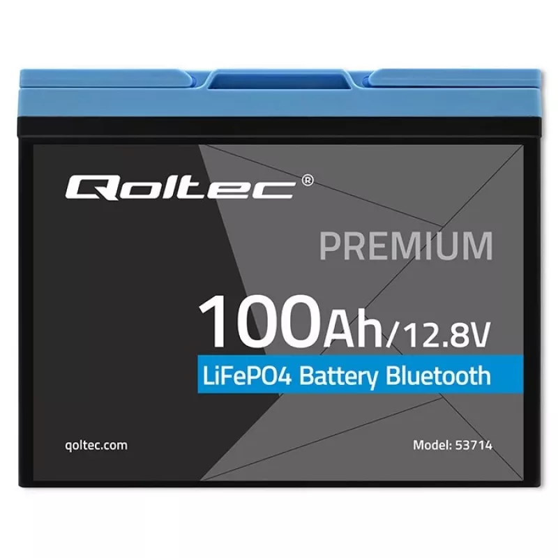 LiFePO4 akumulators QOLTEC 12.8V 100Ah ar Bluetooth — 12,8 V 100 Ah