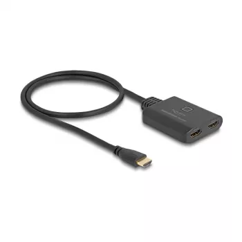 DeLOCK HDMI pārslēgs 2 x HDMI ieeja uz 1 x HDMI izeja 8K 60 Hz iebūvēts 50 cm kabelis
