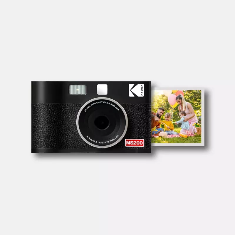 Momentfotoaparāts Kodak Mini Shot 2 Era — pārnēsājams momentfotografēšanas fotoaparāts ar iebūvētu printeri, melns