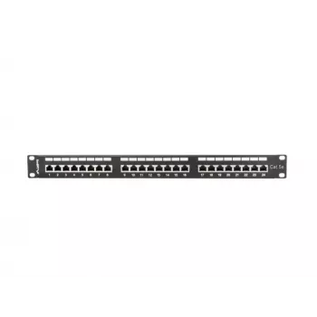 Plāksteru panelis 1U LANBERG PPS5-1024-B — 24 portu RJ-45 Cat5, metāla, melns, montāža statīvā