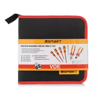 VDE darbarīku komplekts Smart365 SM-51-12007 — izolēts rokas instruments, 7 gab. komplekts ar pārnēsāšanas maciņu