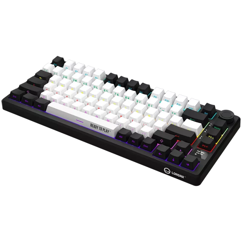 Mehāniskā spēļu tastatūra LORGAR KBP7075W — bezvadu, Melna, Red slēdži, EN izkārtojums