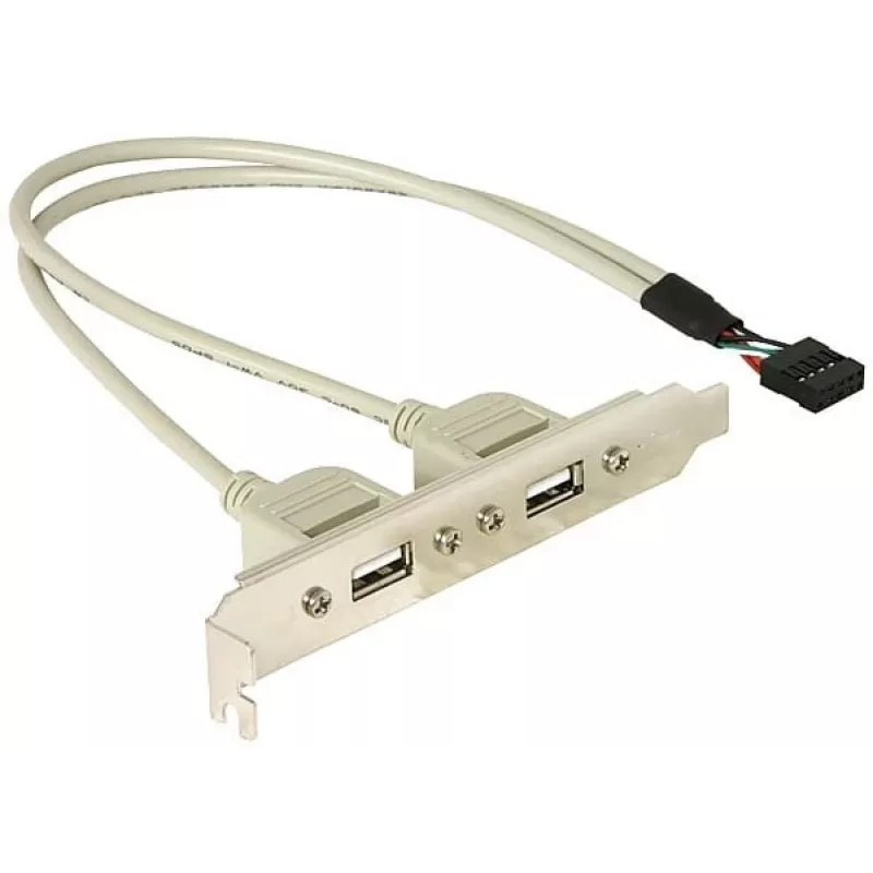 Slotbracket 1x iekšējais USB 5pin uz 2x USB2.0 ārējais DeLOCK 71000