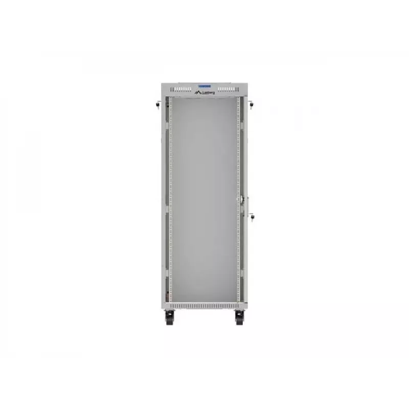 LANBERG 19 collu 32U stāvošs statīva skapis 600×600 mm pelēks ar perforētām durvīm un LCD (plakanais iepakojums)