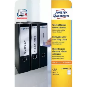Avery L4760REV-20 - Balts - Noapaļots taisnstūris - 38 x 192 mm - A4 - Gredzenveida saistvāks - Papīrs (L4760REV-20)