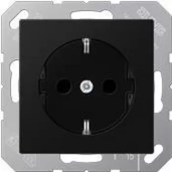 Tipa F kontaktligzda Jung A 1520 BFKI SWM — 250 V, 16 A, termoplasts, 55×55 mm, melna/grafīta