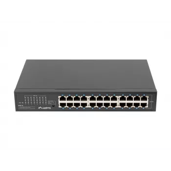 Nepārvaldāms komutators LANBERG RSGE-24 — 24× Gigabit Ethernet 1U, montējams statīvā, melns