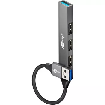 Goobay USB centrmezgls 74456 Type-A 5000 Mbit/s Gaiši pelēks