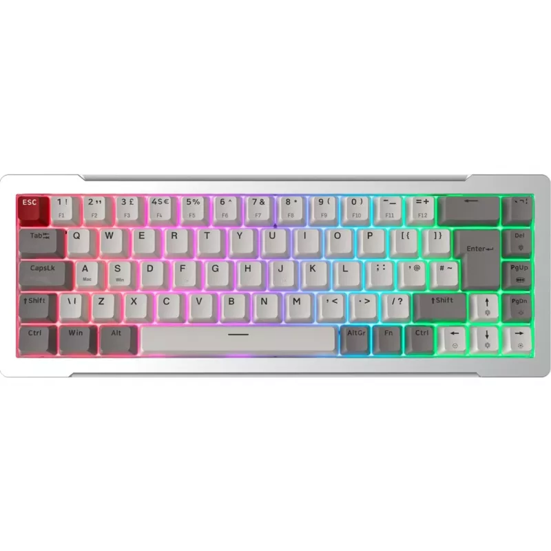Raijintek MGA-68 spēļu tastatūra, Hejin Magnetic Yellow slēdži, DE izkārtojums, sudraba