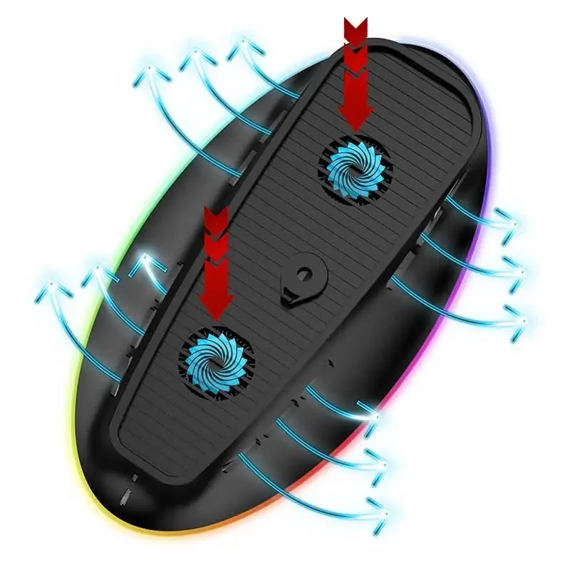 Dzesēšanas statīvs SUBSONIC SA5656 PS5 un PS5 plāns ar LED gaismām, vairāku ventilatoru dzesēšana, USB barošana