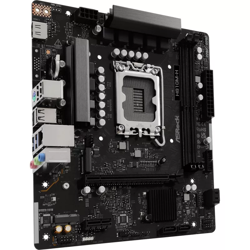 Mātesplate ASROCK H810M‑X micro ATX Intel H810 LGA 1851 DDR5 2× DIMM 128GB M.2 2.5GbE HDMI DisplayPort