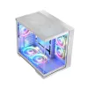 PC korpuss MODECOM Volcano Panorama Midi Tower balts — micro ATX, rūdīts stikls, ARGB, USB-C, atbalsta GPU 400 mm