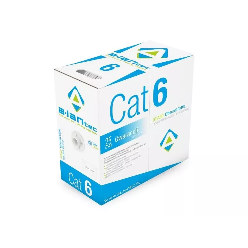 Tīkla kabelis Alantec KIU6LSOH305D U/UTP Cat6, 305 m, pelēks, 24 AWG