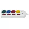 Strāvas sadalītājs MACLEAN MCE229W — 4 rozetes, 2× USB, 1,5 m kabelis, F tips, 10 A, balts
