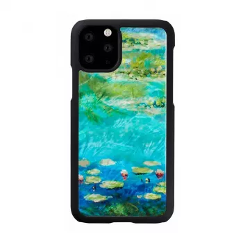 Viedtālruņa maciņš iKins iPhone 11 Pro — ūdensrožu dizains, melns