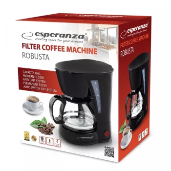 Pilienveida kafijas automāts ESPERANZA EKC006, 0,6 L ūdens tvertne, 650 W, melns, novietojams uz galda