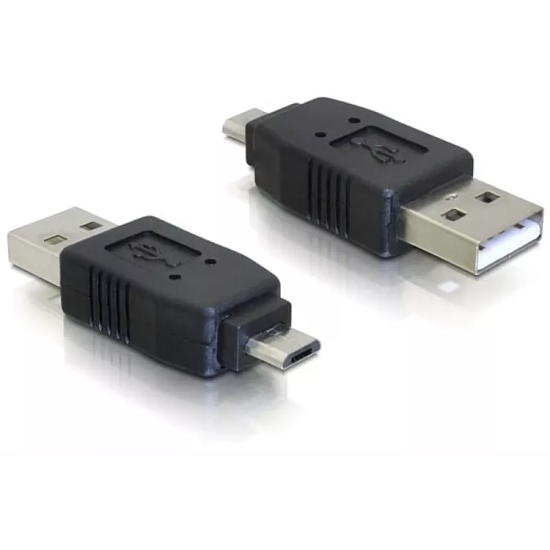 Adapter USB micro-B male to USB 2.0 A-male DeLOCK 65036 Melns