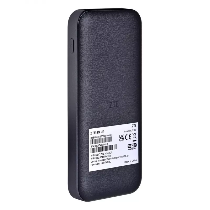 Mobilais modems ZTE MU5120 5G — skārienjutīgs ekrāns, 9800 mAh baterija, Qualcomm SDX62, divjoslu Wi‑Fi, līdz 64 ierīcēm