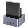 Doku stacija Unitek 51642 2,5 collu/3,5 collu SATA diskiem, USB-C 10 Gb/s, 2 nodalījumu, alumīnija