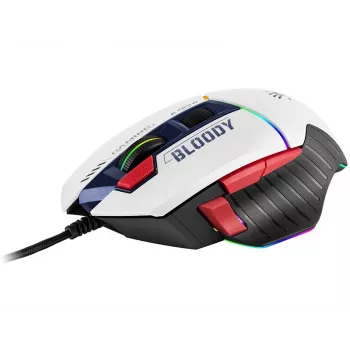 Spēļu pele A4Tech Bloody W95Max USB — labās rokas, balta, 12000 DPI, 1 ms, 250 ips, 125/2000 Hz