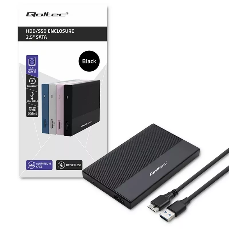 Korpuss 2.5 collu SATA SSD/HDD QOLTEC 52277 USB 3.0