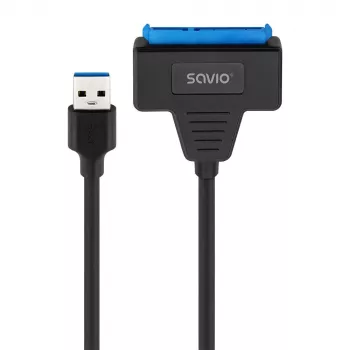 SAVIO SATA uz USB 3.1 Gen 1 interfeisa kabelis AK-68, SATA spraudnis uz USB-A spraudni, 5 Gbit/s, 0,25 m, melns