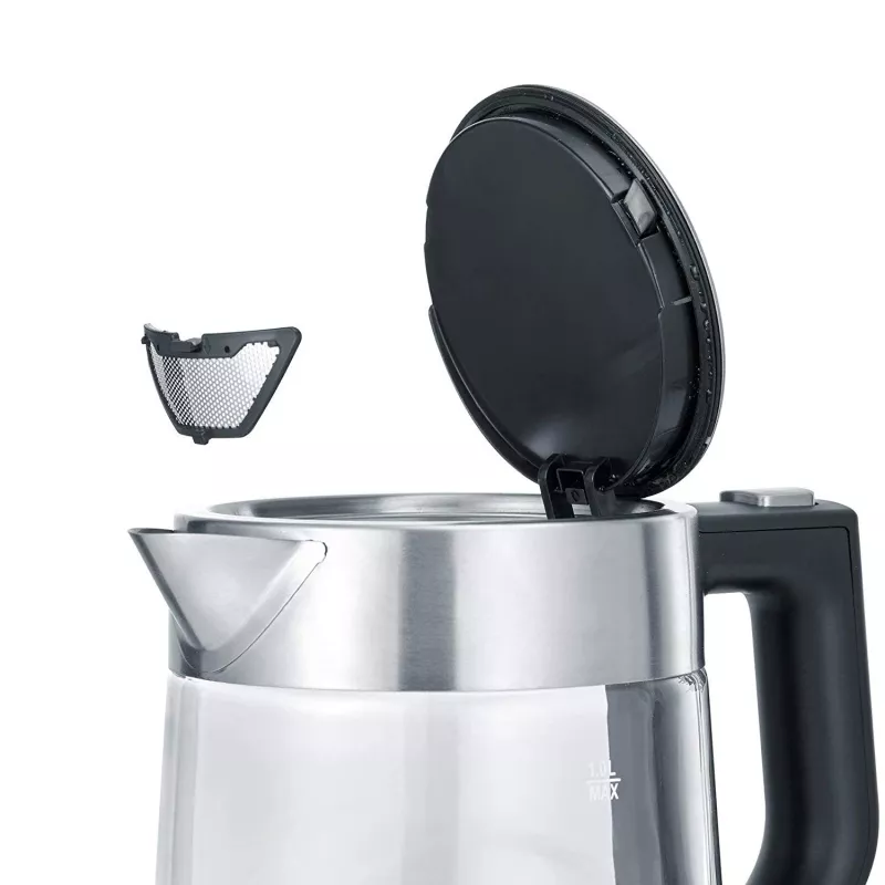 Severin WK 3468 elektriskā tējkanna 1 L 2200 W Melna, Nerūsējošais tērauds, Caurspīdīga