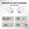 USB C/A tīkla lādētājs YENKEE YAC G38 20W 3A ar Power Delivery atbalstu (USB‑C un USB‑A)