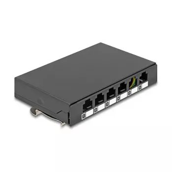 Tukšais panelis 6 portiem Keystone RJ moduļiem DELOCK 90628, melns, metāls, galda/sienas/DIN sliedes montāžai