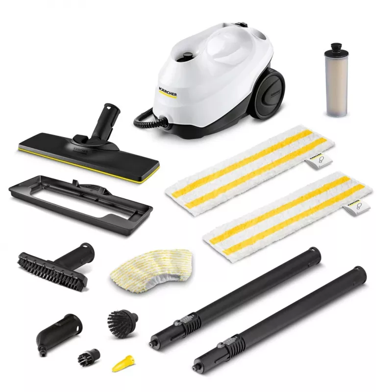 Tvaika mops Kärcher SC 3 EasyFix Plus — 1 L ūdens tvertne, 1900 W, 3,5 bāru tvaika spiediens, balts
