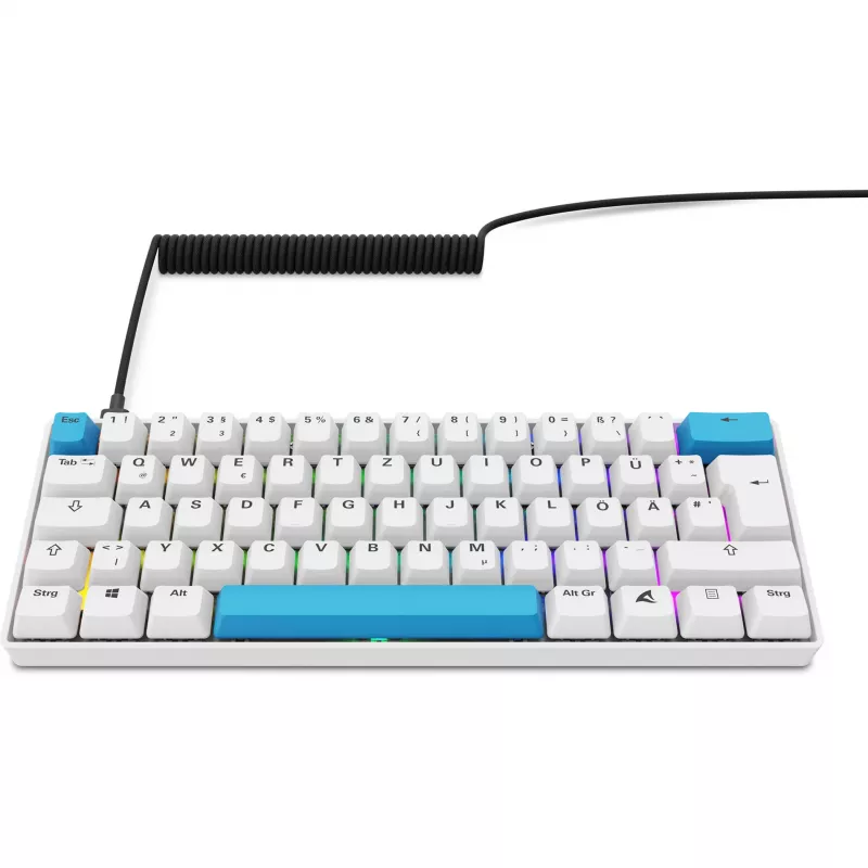 Sharkoon SGK50 S4 tastatūra Mājas USB QWERTZ Vācu Balta 60% RGB LED
