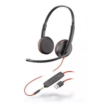 HP Poly Poly Melnswire C3225 USB - 3200 Series - Austiņas - Uzauss - Vadu - USB, 3,5 mm ligzda - Trokšņu izolācija (209747-101)