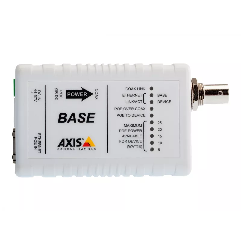 AXIS T8640 Ethernet Over Coax Adaptor PoE+ - multivides pārveidotājs - Ethernet, Fast Ethernet - 10Base-T, 100Base-TX - RJ-45 / BNC (iepakojumā 2 gab.) - paredzēts AXIS P1346, P1346-E, P5534, P5534-