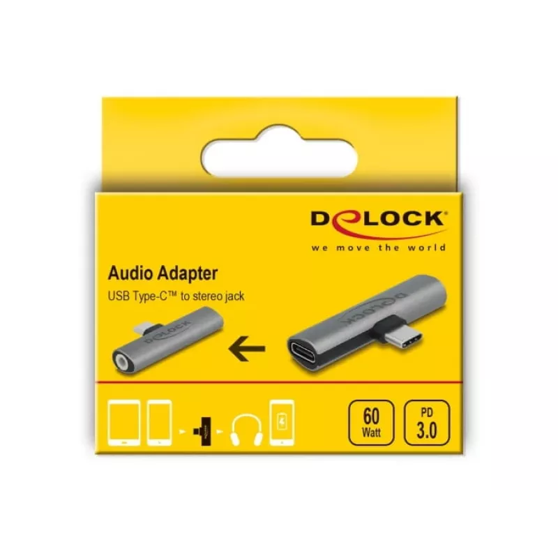 DeLOCK 64186 kabeļa adapteris USB Type-C USB Type-C + 3.5mm pelēks