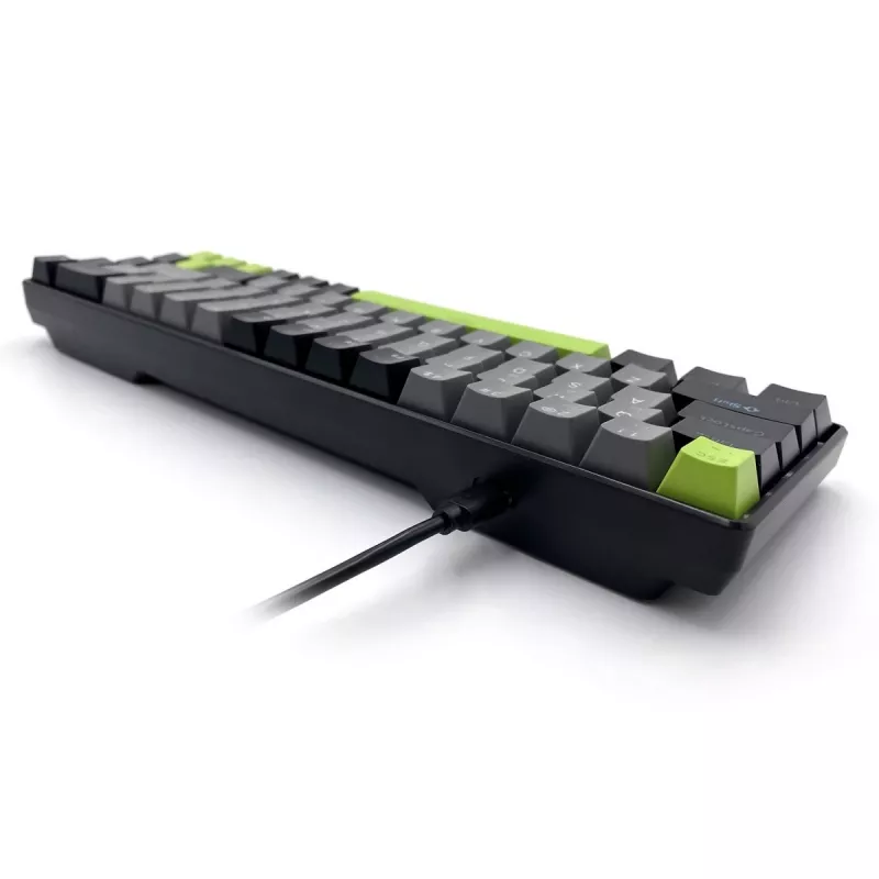 Mehāniskā tastatūra MEDIA-TECH MT1260 Red Core MX60, 60% formas koeficients, CHERRY MX Red slēdži, RGB fona apgaismojums, USB, zaļa