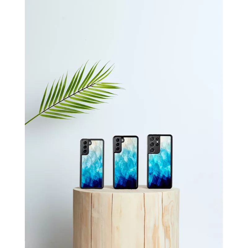 Telefona maciņš iKins Samsung Galaxy S21+ — aizsargājošs aizmugures vāciņš, blue lake Melns
