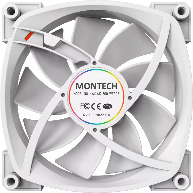 Montech AX120 120mm PWM ARGB korpusa ventilatori, 3 gab., balti
