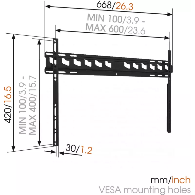 Vogels | Sienas stiprinājums | MA4000-A1 | Fiksēts | 40-80 | Maksimālais svars (ietilpība) 80 kg | Melns