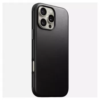 Mobilā tālruņa vāciņš Nomad NM01693185 priekš Apple iPhone 16 Pro Max, āda/TPU/PC, melns, piemērots 17.5 cm (6.9 collu) ekrānam