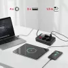 Strāvas sadalītājs MACLEAN MCE392 B — 4 kontaktligzdas, 3×USB, 110–240V, 2,1A, 2500W, 1,5 m kabelis, melns