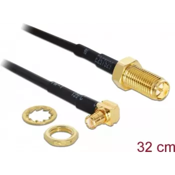 Koaksiālais kabelis DeLOCK 88472 0,32 m MMCX RP-SMA Zelta melns