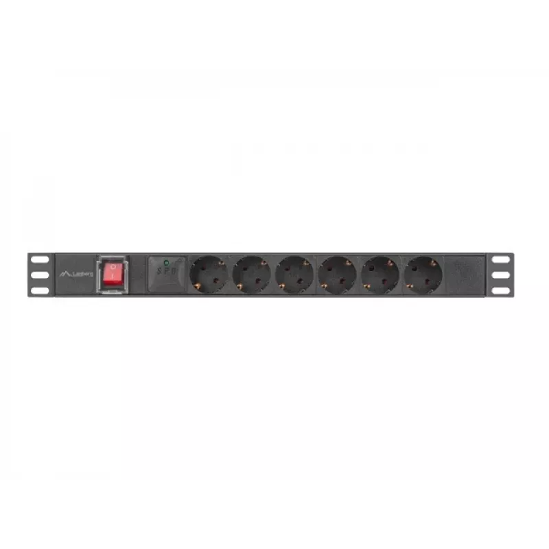 Lanberg PDU-05F-0200-BK Strāvas sadales bloks (PDU) 5 maiņstrāvas rozetes 1U Melna