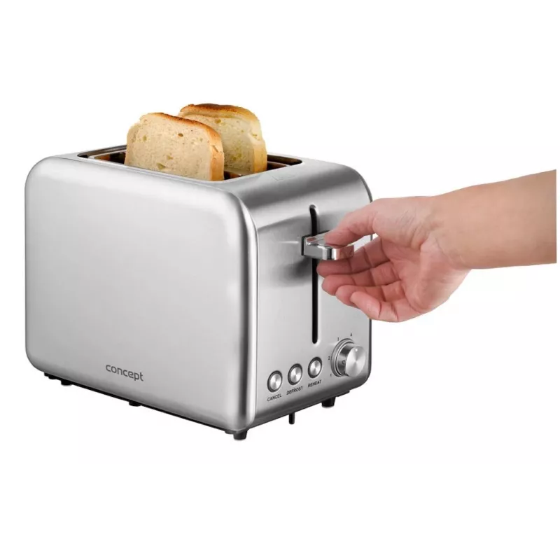 Toaster Concept Solution TE2050 — 2 šķēles, 950 W, nerūsējošais tērauds, 280×160 mm