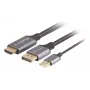 Lanberg CA-HDDP-20CU-0018-BK video kabeļa adapteris 1.8 m DisplayPort HDMI + USB melns, sudraba