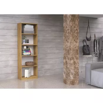 Biroja grāmatu skapis top e shop R40 ARTISAN, ozola krāsa, 5 plaukti, 400×300×1820 mm, skaidu plātnes karkass