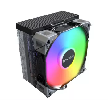 Gaisa dzesētājs Montech NX400 ARGB, 120 mm ventilators, FDB, 800–1950 RPM, TDP 270 W, melns