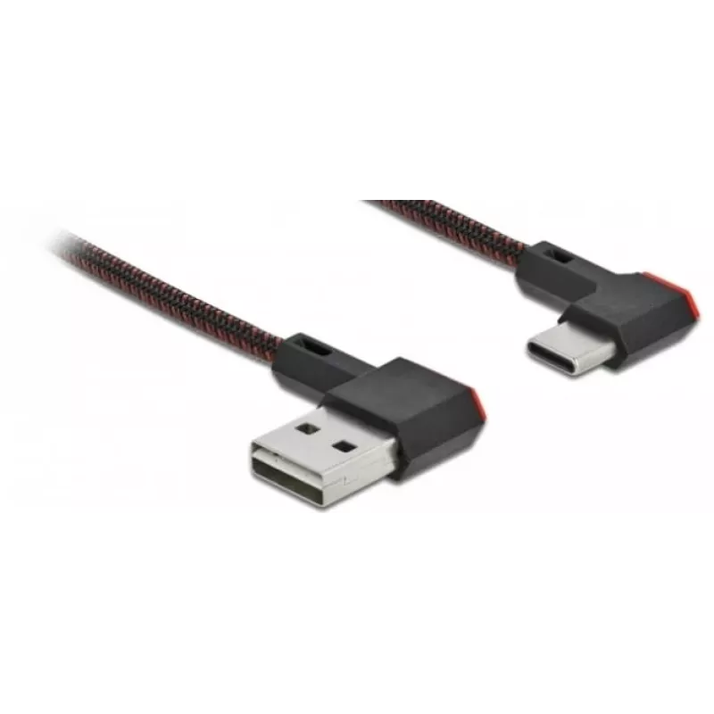 USB kabelis DeLOCK EASY-USB 2.0 Type-A vīr. – Type-C vīr. leņķveida 0,2 m melns